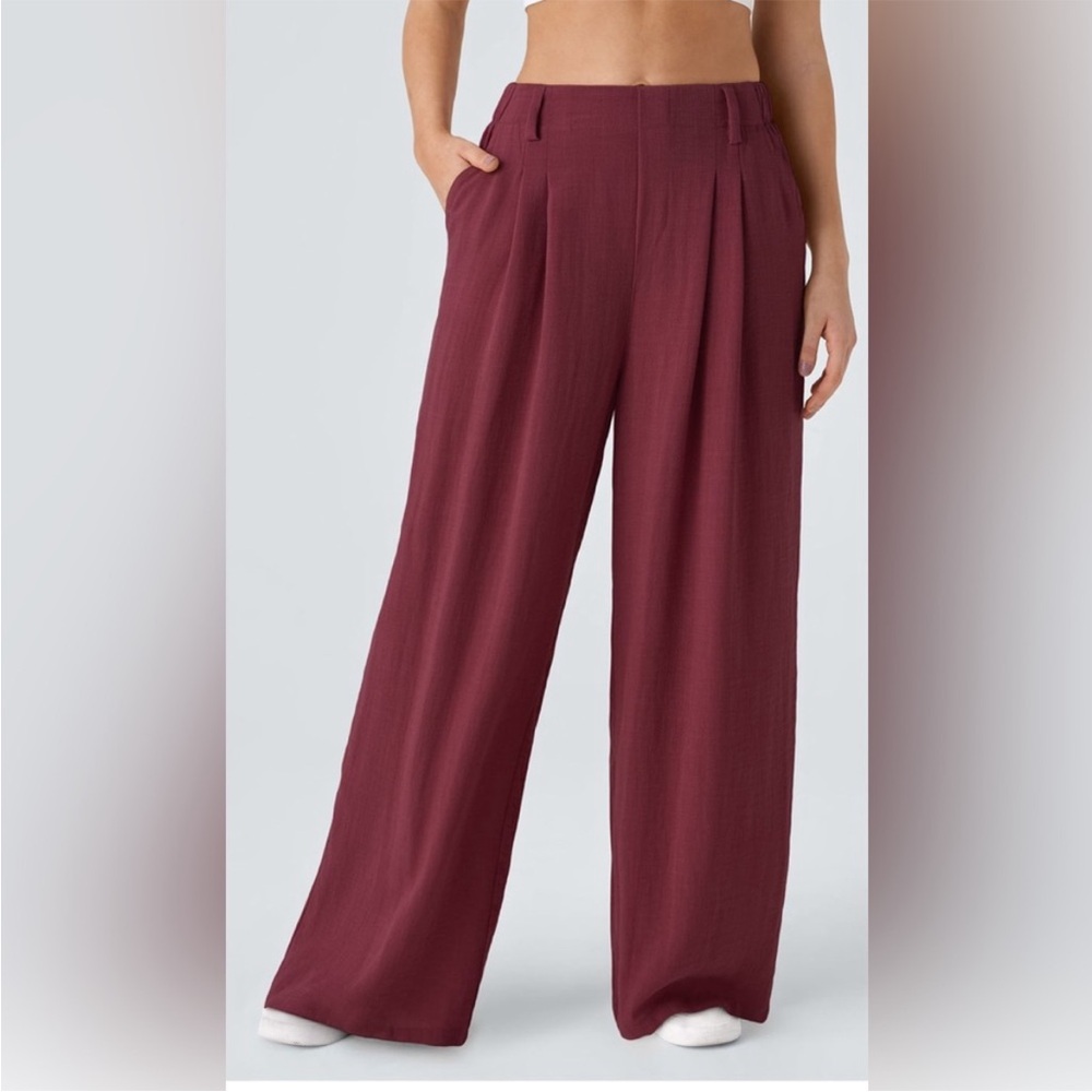 HALARA Wide Leg Pants in Burgundy NWOT